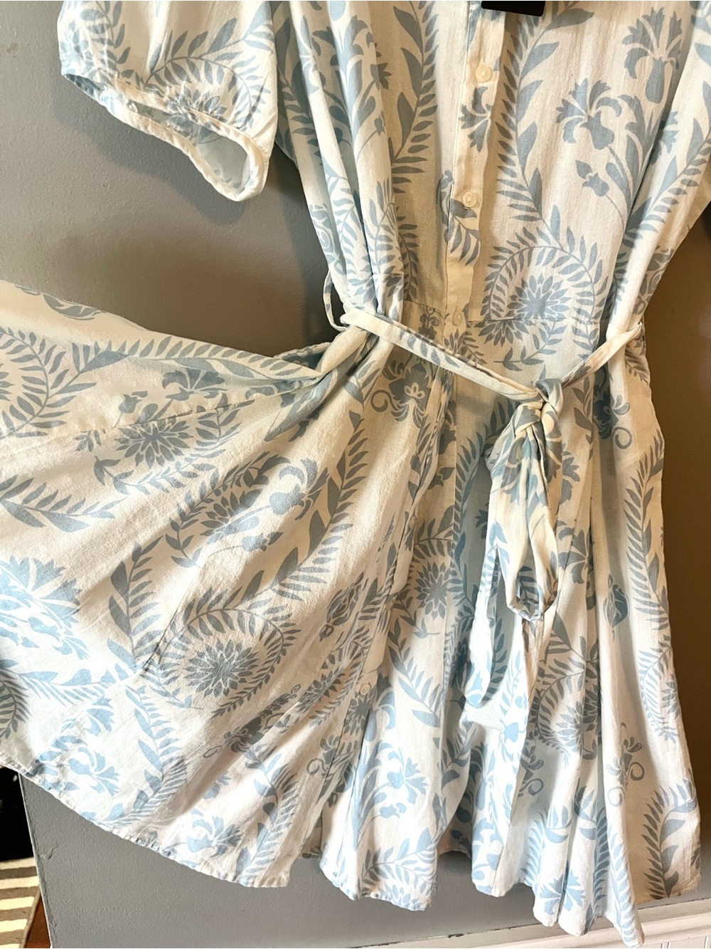 Vero Moda Light Blue and White Floral Mini Shirt Dress - Picture 3 of 7